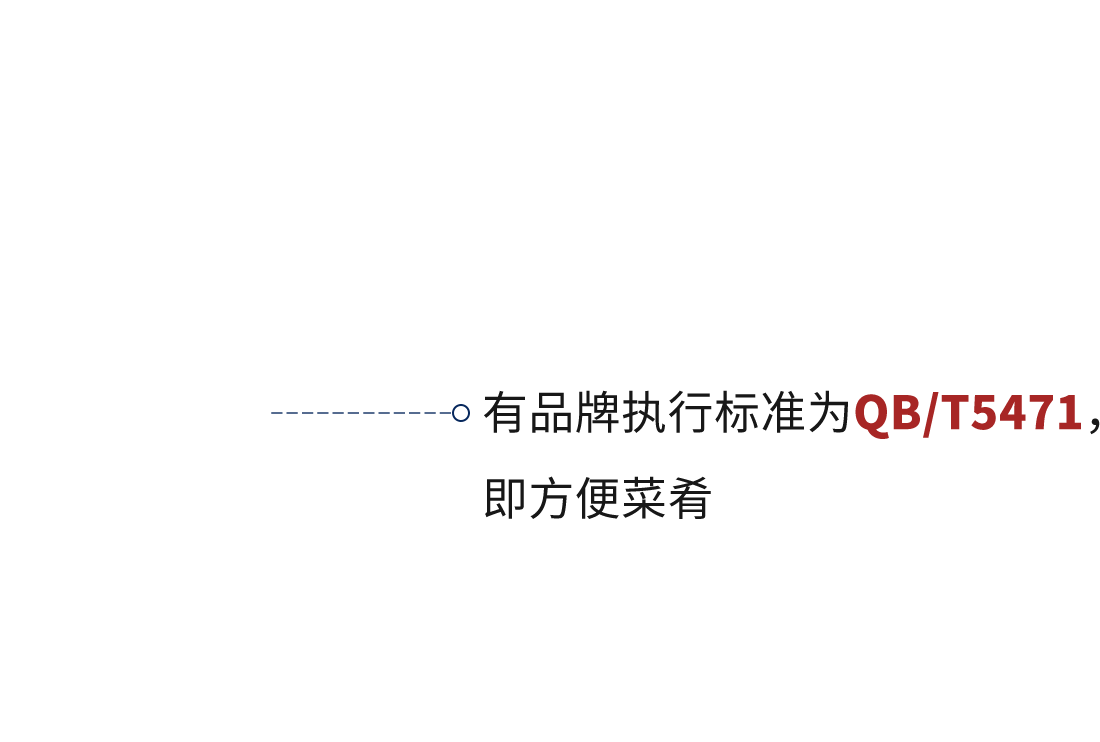 有品牌執行標準為QB/T5471，即方便菜肴