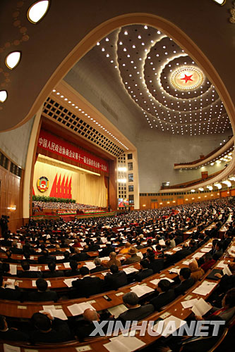 3月3日,中國(guó)人民政治協(xié)商會(huì)議第十一屆全國(guó)委員會(huì)第一次會(huì)議在北京人民大會(huì)堂開幕。 新華社記者蘭紅光攝